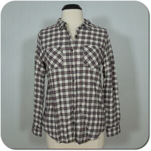 FOREVER 21 Juniors L LARGE Plaid Shirt Button Down Long Sleeves